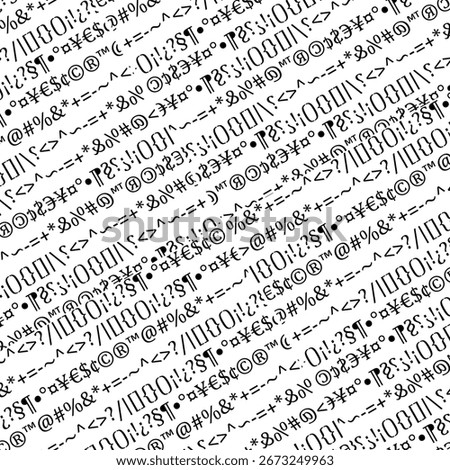 Random typographic pattern composed of keyword special characters from a standard computer keyboard.
