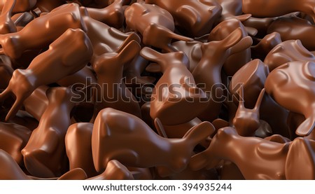 Randomly placed chocolate bunnies