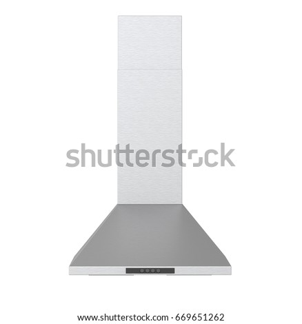 Range hood isolated front view. 3D Rendering. Concept model.