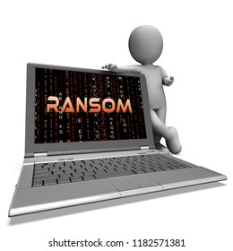 Ransom Computer Hacker Data Extortion 3d Rendering Shows Ransomware Used To Attack Computer Data And Blackmail