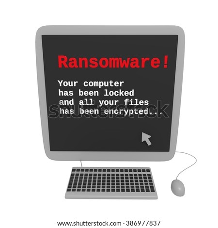 Ransomware virus / Computer under atack 3d illustration