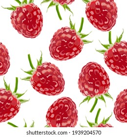 Rasberry Seamless Pattern. Berry Background
