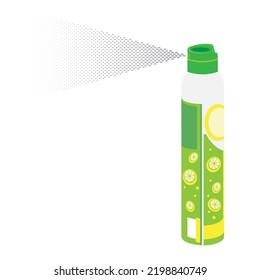 Raster Aerosol Spray Can, Deodorant, Cleanser, Furniture Polish, Paint, Air Freshener, Repellent Gas Spray. Disinfectant Icon In Aluminum Bottle.