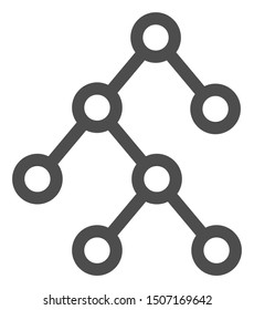 Raster binary tree flat icon. Raster pictograph style is a flat symbol binary tree icon on a white background.