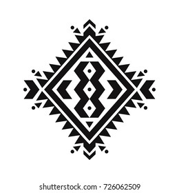 Raster Black White Decorative Ethnic Pattern Stock Illustration ...