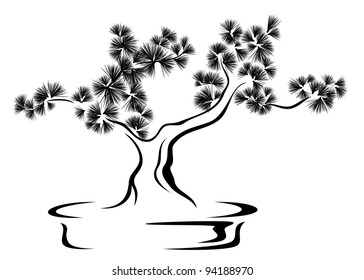Bonsai Tree Black White Vector Illustration Stock Vector (Royalty Free ...