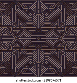 Raster copy abstract geometric line pattern, seamless art deco, gatsby style background. Golden retro luxury ornament - Powered by Shutterstock