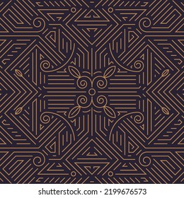 Raster copy abstract geometric line pattern, seamless art deco, gatsby style background. Golden retro luxury ornament - Powered by Shutterstock