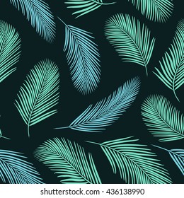 Raster copy. Background with palm leaves. Seamless pattern for web, print, wallpaper, wrapping, packaging design, scrapbook, spring summer fashion fabric, textile design. Jungle pattern.
