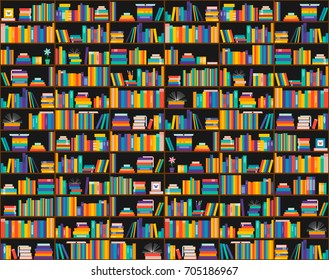 Raster Copy Books On Shelves Seamless Stock Illustration 705186967 ...