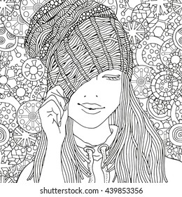 doodle art zentangle girl dress