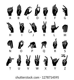 Raster Copy Language Of Deaf-mutes Hand. American Sign Language ASL Alphabet Art