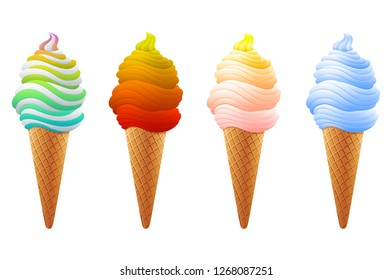 Watercolor Set Ice Cream Waffle Cone Stock Illustration 1141853435 ...