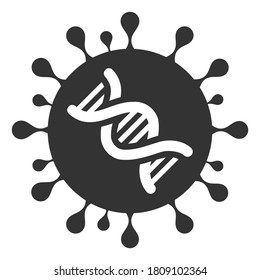 Raster Coronavirus Genome Flat Icon. Raster Pictogram Style Is A Flat Symbol Coronavirus Genome Icon On A White Background.