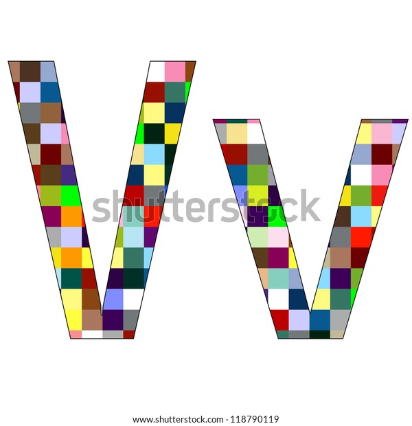 Raster Font Set 1 Letter V Stock Illustration 118790119 | Shutterstock