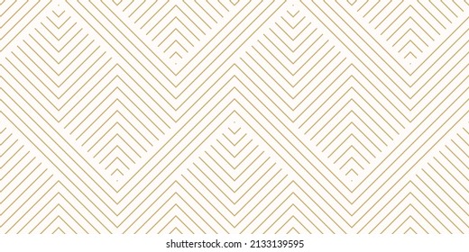 Raster Geometric Lines Pattern. Abstract Golden Striped Ornament. Simple Minimalist Texture With Stripes, Zig Zag Shapes. Modern Stylish Gold And White Linear Background. Luxury Repeat Design Template