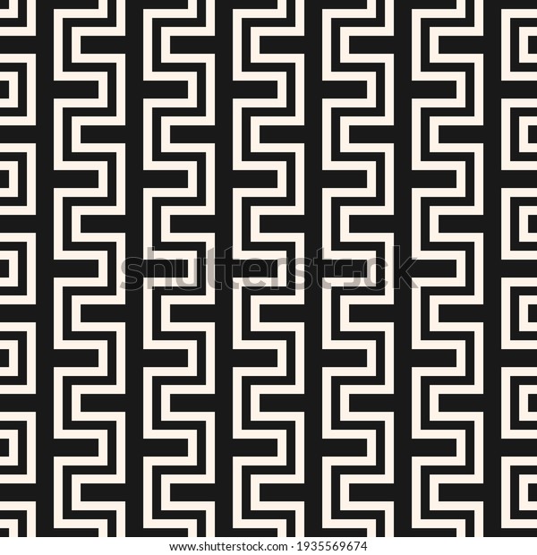 Raster geometric lines seamless pattern. Modern\
monochrome texture with stripes, snake lines, zigzag. Abstract\
geometry. Black and white graphic background. Simple geo ornament.\
Dark repeated\
design