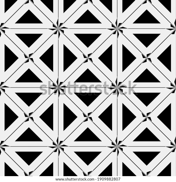 Raster Geometric Ornament Black White Seamless Stock Illustration