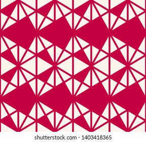 Raster geometric triangles seamless pattern. Elegant red and white background texture. Abstract ornament with triangular shapes, diagonal lines, rhombuses, grid, net, lattice. Simple repeated design