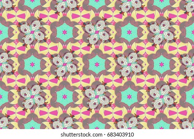 Raster gift voucher template with mandala ornament on a colorful background. - Powered by Shutterstock