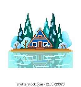 Raster Graphics Cross Stitch House In The Forest