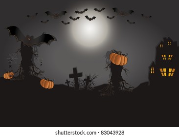 Halloween Cemetery Background Stock Vector (Royalty Free) 53008258 ...