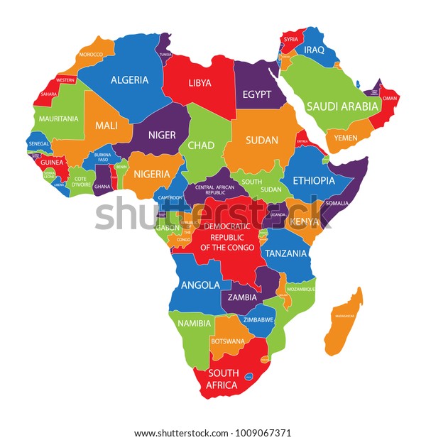 白い背景にアフリカのラスターイラスト地図と国名 アフリカ大陸のアイコン のイラスト素材