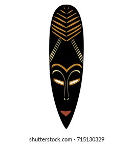 Raster Illustration African Mask. Tribal Mask Icon. Totem Mask