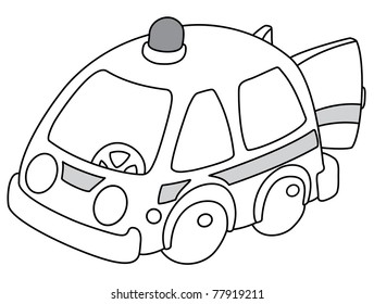 Raster Illustration Ambulance Car Open Doors Stock Illustration ...