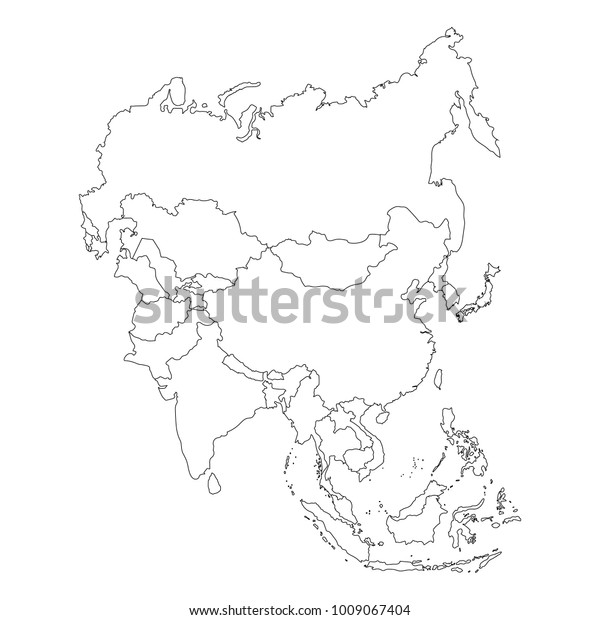 Raster Illustration Asia Outline Map Isolated Stock Illustration