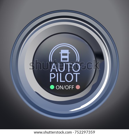 Raster Illustration of Autopilot Button, Vector Version Available