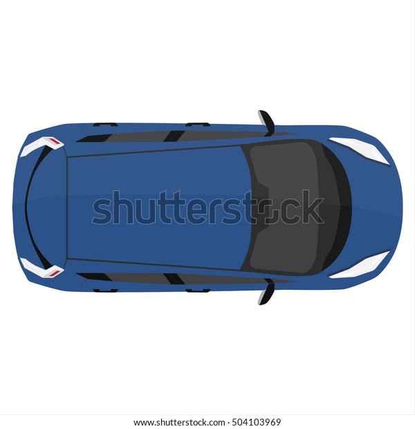 Raster Illustration Blue Sport Car Top Stock Illustration 504103969