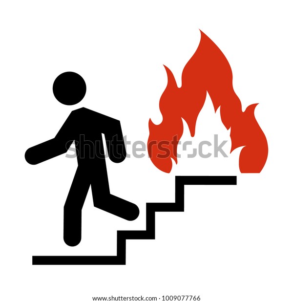 ラスターイラストは 防火標識 記号の場合はエレベータを使用しません 火災の場合は 白い背景に階段のアイコンを使用します のイラスト素材