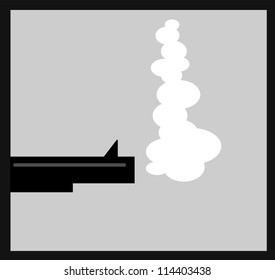Raster Illustration Of Gun Barrel With Smoke