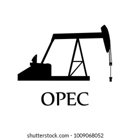 Raster Illustration Industrial Oil Pump Jack OPEC Petroleum Global Organization.