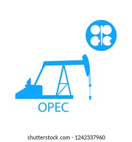 Raster Illustration Industrial Oil Pump Jack OPEC Petroleum Global Organization.