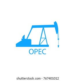 Raster Illustration Industrial Oil Pump Jack OPEC Petroleum Global Organization.