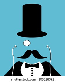 Man Top Hat Monocle Earphones Stock Vector (Royalty Free) 104884085 ...