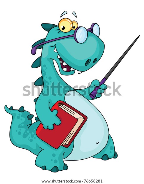 Download Raster Illustration Teacher Dinosaur Stock Illustration 76658281