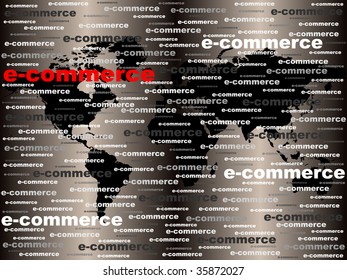 (raster image of vector) Electronic commerce around the world