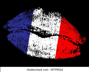 (raster Image Of Vector) French Kiss