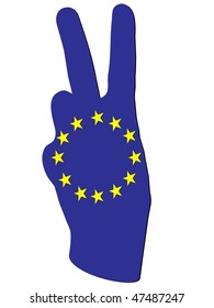 (raster image of vector)  Human hand giving victory sign