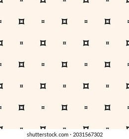 Raster minimalist seamless pattern with small squares, outline shapes, dots. Abstract monochrome geometric texture. Simple black and white minimal background. Subtle repeat geo design for wallpaper