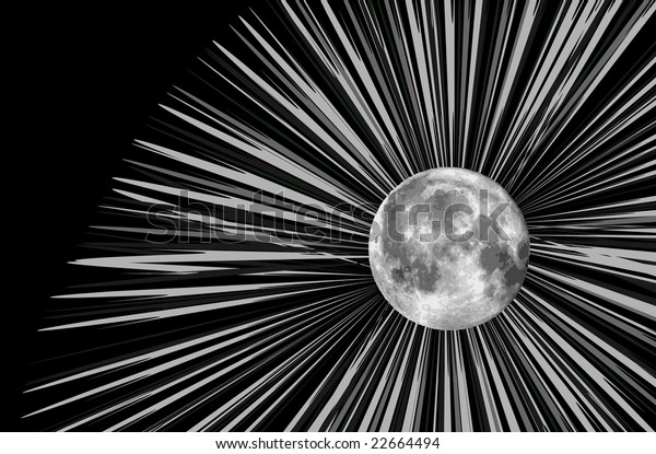 Raster moon illustration and\
rays