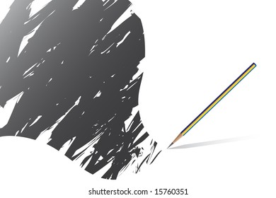 Raster - Pencil scribble on a paper. Text can be inserted on gray area.