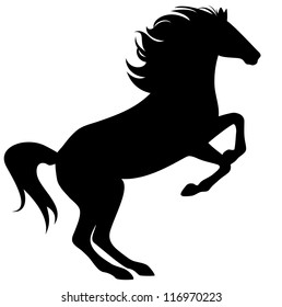 raster - rearing horse fine silhouette - black over white (vector version is available in my portfolio)