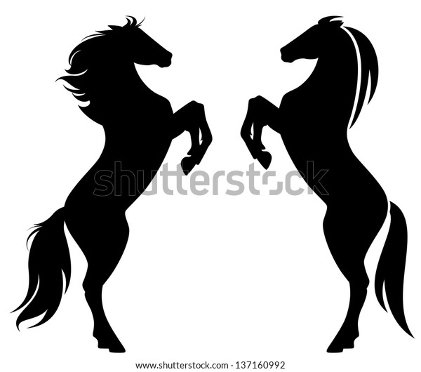 rearing horse fine vector silhouette outline stock vector royalty free 134051858