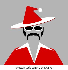 Raster Retro Santa Pimp With Sunglasses And Sideburns