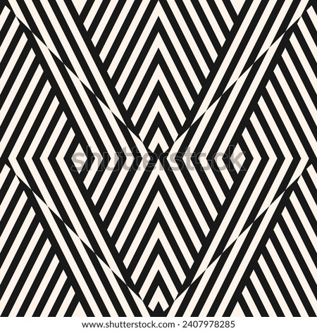 Raster seamless geometric pattern: intricate black and white diagonal stripe design, optical illusion wicker texture, abstract monochrome braided background. Repeat design for decor, print, package