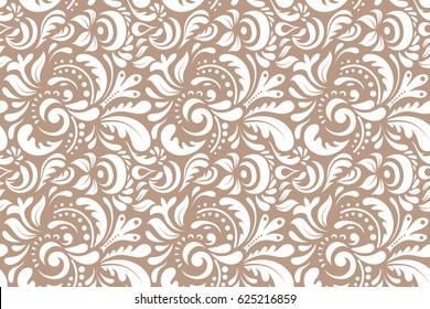 Raster seamless pattern of duotone ornament on a beige background. Oriental, doodle ornament. Templates for carpets, textiles, wallpaper and any surface.